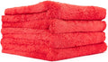 Eagle Edgeless 500 (4-Pack) Professional Korean 70/30 Blend Super Plush Microfiber Detailing Towels, 500GSM, 16in x 16in, Red