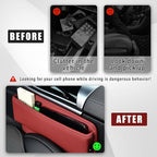 Car Seat Gap Organizer, Premium Leather Auto Seat Storage Box, Vehicle Adjustable Front Seat Gap Filler, Car Seat Side Pocket Organizer for Phones, Glasses, Keys, Money, Cards (Red)