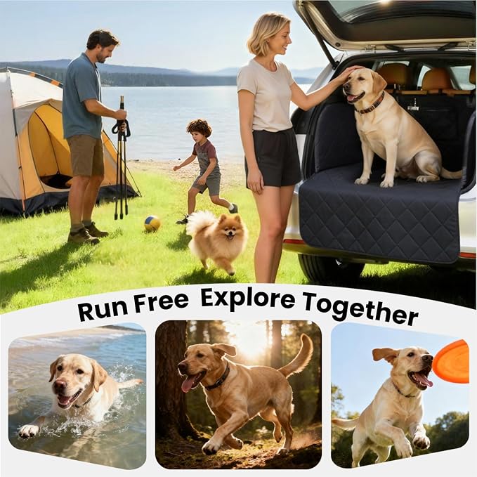 SUV Cargo Liner for Dogs, Full Coverage Non-Slip Cargo Cover with Cushioned Sides to Protect Your Dog, Waterproof & Durable, Machine Washable Trunk Protector Mat (L, Black)