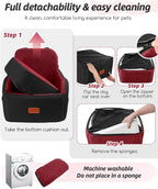 Dog Booster Car Seat for Small/Medium Dogs,Puppy Portable Car Bed with Elevated Cushion,Fully Detachable and Washable,2 Storage Pockets,Easy to Install (Blakc/Red, Medium)