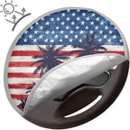 American Flag Palm Tree Steering Wheel Cover Sunshade Easy to Install Steering Wheel Sun Shade Cover Block UV Rays Car Interior Accessories for Sun Heat Fit Most Car