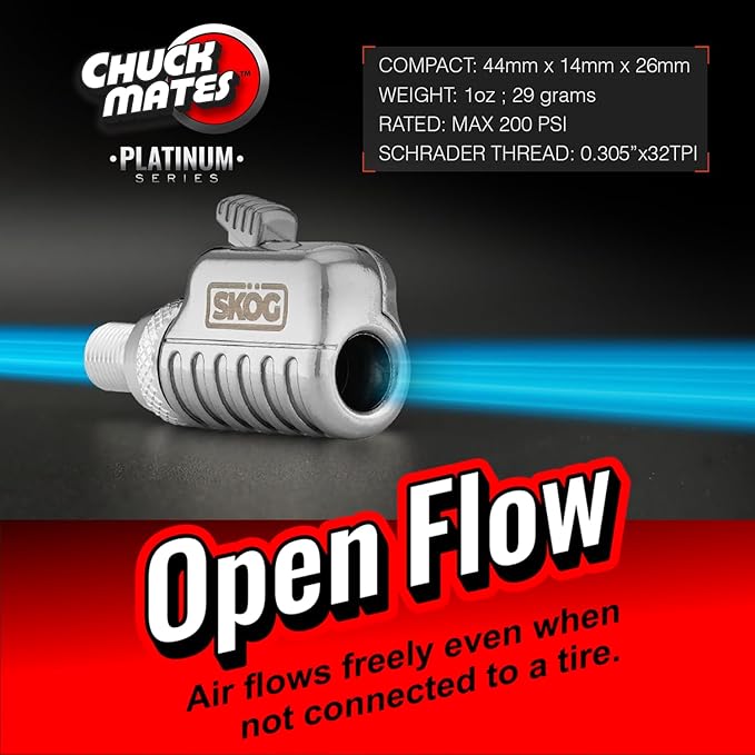 SKÖG Chuck Mates Platinum (1 Pack) Quick-Connect with Patented RatchetSeal Technology for Tire Inflators Open-Type