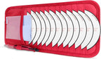 CD Case Holder for Car - Sun Visor Organizer for 12 CD’s/Dvd’s, 1 Mesh Pocket & 1 Horizontal Pen Holder - Safe, Ergonomic Design (Red)