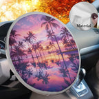 Sunset Palm Tree Steering Wheel Sunshade Car Interior Protector Sun Shade for UV Protection Removable Auto Accessories Easy Installation Universal Vehicle Accessories