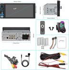 Single DIN Car Stereo Radio with Wireless Apple CarPlay & Android Auto, 6.8" IPS 1280x600 Touchscreen, Car Bluetooth 5.2, FM Radio, Backup Camera, Dual USB, EQ Audio, 180W Subwoofer Car Audio Receiver
