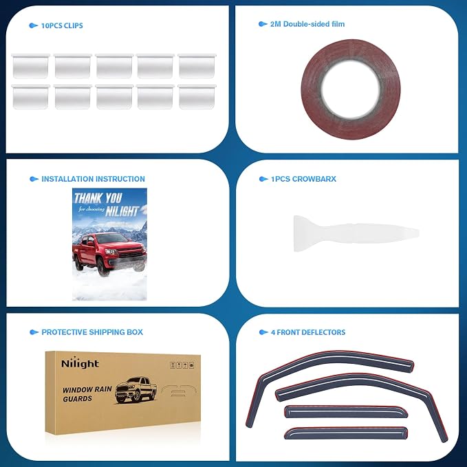 in Channel Window Visors for Ford F150 2009-2014 Crew Cab, Smoke Rain Guards, Clip-On Installation, Wind Deflectors for Sun Rain Ventilation-4PCS
