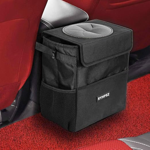 Car Trash Can with Lid - Hanging Trash Bin Garbage Can for Car SUV, Leak-Proof Collapsible Automotive Truck Organizer Road Trip Essentials(3.2 Gallon/12L)