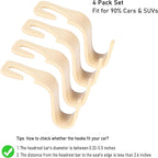 Car Seat Headrest Hook Universal Vehicle Seat Hook Hangers Interior Storage Organizer for Purse Handbag Coats Umbrellas Grocery Bags 4 Pack Beige