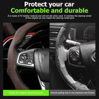 Mandark Car Steering Wheel Cover, Suede Sport Vehicle Steer Wheel Protector Fitting 15 Inch, Non-Slip Comfortable Automotive Interior Decoration Accessories, Universal for Most Cars (Coffee)