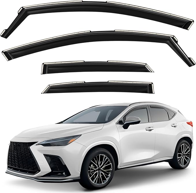 GrandWheel Window Deflectors Smoke Tinted in-Channel Side Window Vent Visor Deflectors Rain Guards Compatible with Lexus NX 2022-2026 - 4 pcs. GW1052