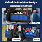 Trunk Organizer for Car - 70L Collapsible Car Storage with 11 Pockets & Reinforced Handles, SUV Trunk Organizers for Grocery Cargo(Blue)