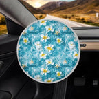 Steering Wheel Sun Shade Cover Sun Foil Anti-Heat Steering Wheel Cover Seaside Frangipani Steering Wheel Sun Heat Shield for SUV Truck Van Auto Interior Protector