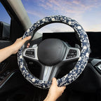 Brown Japanese Style Flower Steering Wheel Cover Auto Embroidery Steering Wheel Protector, Anti-Slip, Breathable, Absorbing Sweat, Universal Car Accessories 14.5–15 inch,Fit for Most Car, Trucks, SUV