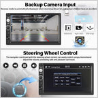 Double Din A-pple CarPlay Car Stereo with Carplay Android Auto,Bluetooth,7" HD Touchscreen 2 Din Car Radio Car Multimedia MP5 Player AUX/USB/TF Card Input Mirror Link,FM,SWC+12 LEDs-Backup Cam Mic USB