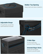 Car Trash Can with Lid, Leakproof Car Trash Bag Hanging Waterproof Automotive Garbage Can with Storage Pockets Mini Vehicle Trash Bin for Back/Front Seat(Black,2.5 Gallon)