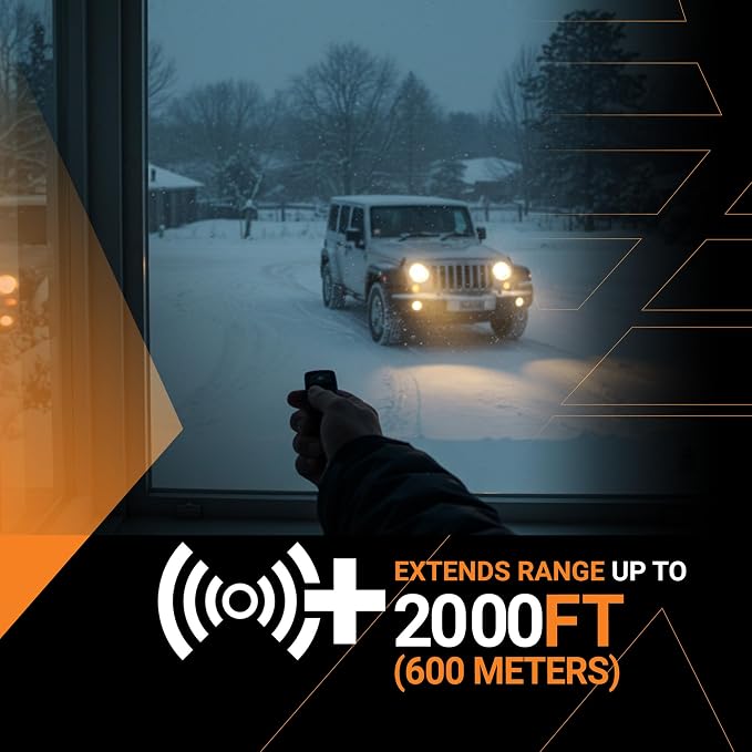 Range Extension Kit (2,000 ft) for Remote Starter, 1 Button, 1 Way | Includes 2 Remotes, Antenna and Antenna Cable