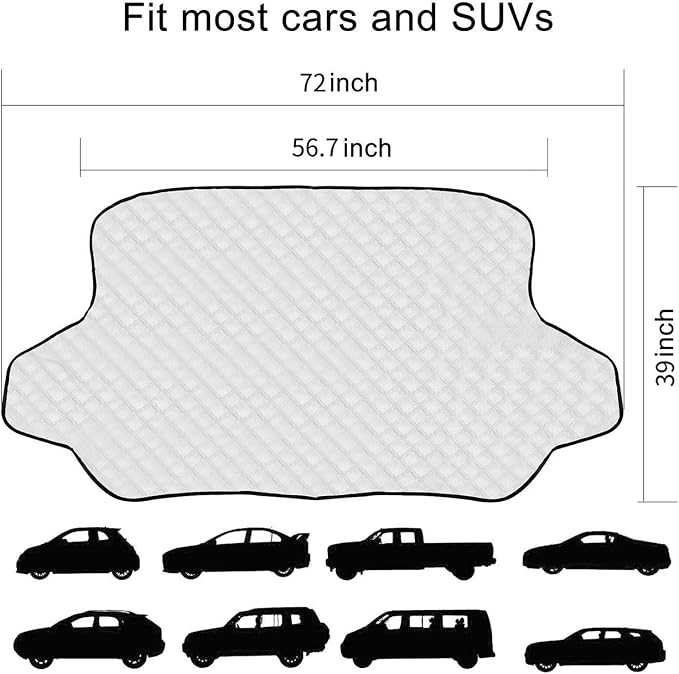 Car Windshield Snow Cover with 4 Layers Protection Winter Frost Snow Ice Cover Auto Sun Shade for Cars Trucks Vans and SUVs(No Elastic Bands Included)