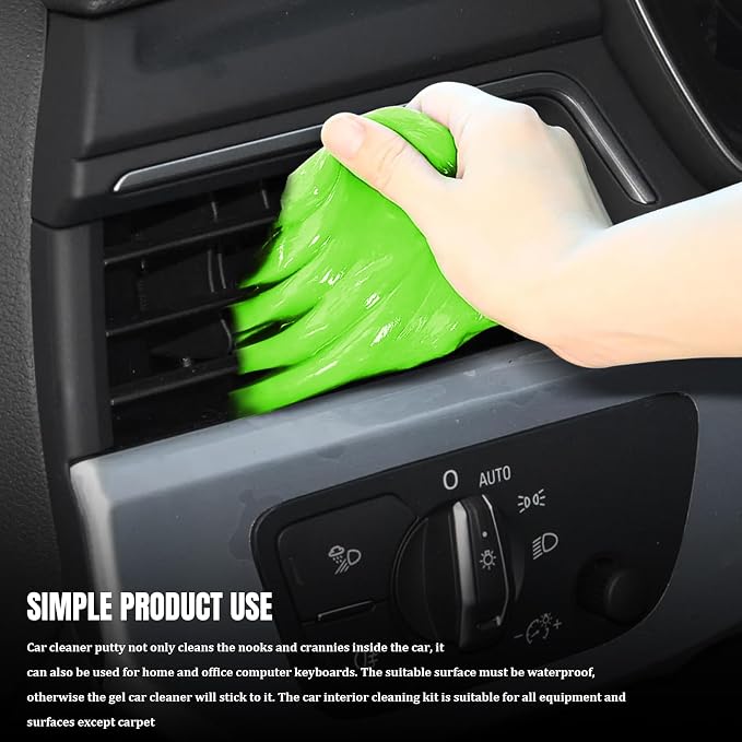 Car Cleaning Gel Clean Putty, Reusable Car Interior Cleaner Slime, Auto Detail Cleaning Soft Rubber Supplies, Universal Multi-Functional Cleaning Tool Accessories for Men Women (Green)