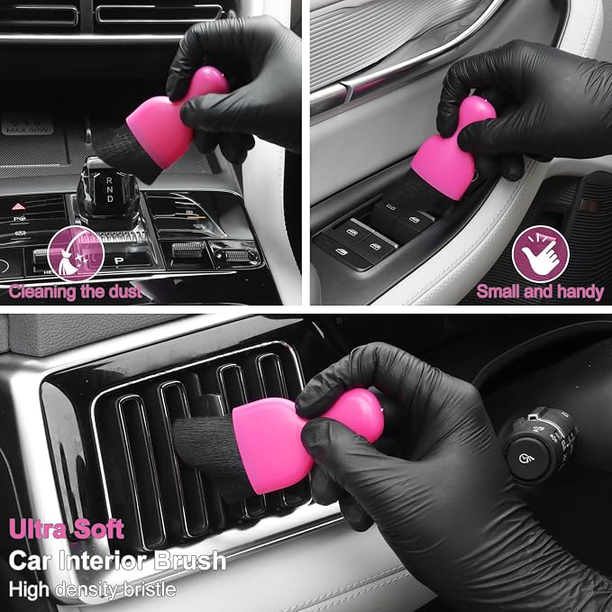 Car Detailing Cleaning Kit Interior Cleaner, Car Detailing Brush Set, Pink Car Accessories Essentials for Women, Car Cleaning Gel, Car Cleaning Supplies Tools Stuff for RV, SUV, Interior