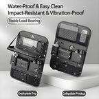 2 Pack Universal Foldable Car Backseat Organizer with Table Tray, Car Seat Back Protector with Touch Screen Phone Holder, Premium Leather Kick Mats with Storage Pockets Tissue Box (Black)
