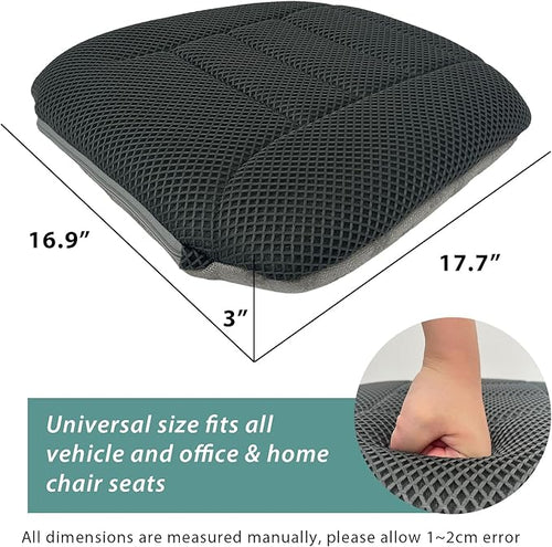 17.7" L × 16.9" W × 3" H,Car Booster Seat Cushion Raise The Height for Short People Driving, Breathable 3D Air Mesh, 3 Inch Booster Seat, Non-Slip Bottom, Car Seat Pad with Truck,Cars,SUVs