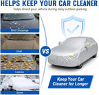 Car Cover 196"×78"×59" Waterproof All-Weather Sedan Cover Outdoor Indoor with Zipper Door & Windproof Straps | UV Snow Dust Protection Fit for Toyota Camry Honda Accord Kia K5 Altima