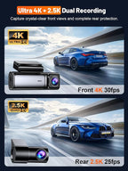 4K+2.5K Dash Cam Front and Rear, Built-in 5G WiFi 6 GPS, 64GB Card Included, 3.59'' IPS Screen Dash Camera for Cars, Dual Dashcam with G-Sensor, Loop Recording, 24H Parking Monitor