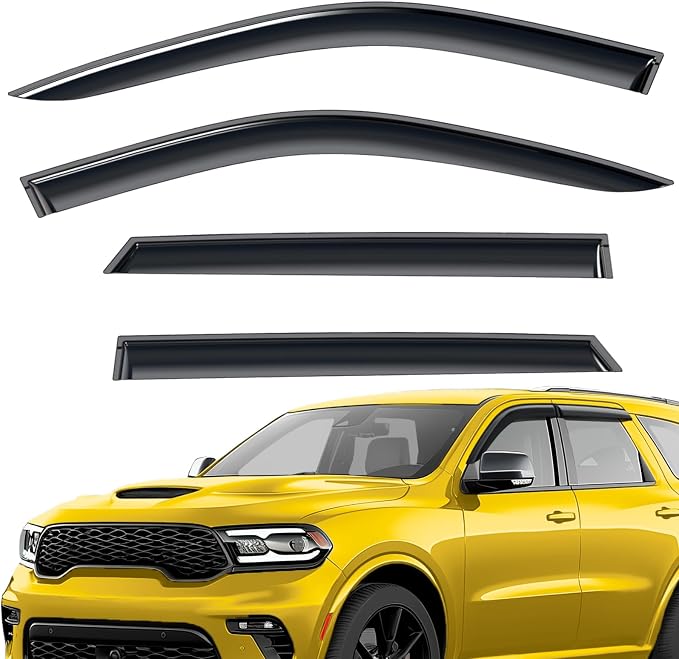 Extra Durable Window Deflectors Tape-On Window Visors Rain Guards Fit for Dodge Durango 2011-2026, Sun Visors, Wind Vent for Shades, Exterior Car Accessories - 4 pcs. AG0894