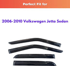 KPY Rain Guards Fit for 2006-2010 Volkswagen Jetta Sedan, Out-Channel Window Visors Vent Wind Deflectors 4PC, Car Accessories for 06-10 VW Jetta Sedan