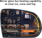 Passenger Side Mirror Replacement for Jeep Cherokee 2014-2019 Jeep Compass 2017-2021, Right Exterior Side Rearview Mirrors Glass, with Backing Plate, Power Heated