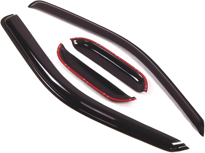 Outside Mount Window Vent Visors Rain Guards Compatible with Chevy Colorado EXT 2004-2012 | Side Window Wind Deflectors Rain Shields | Black Tinted, 4 Pcs Set, BGWV-036-2