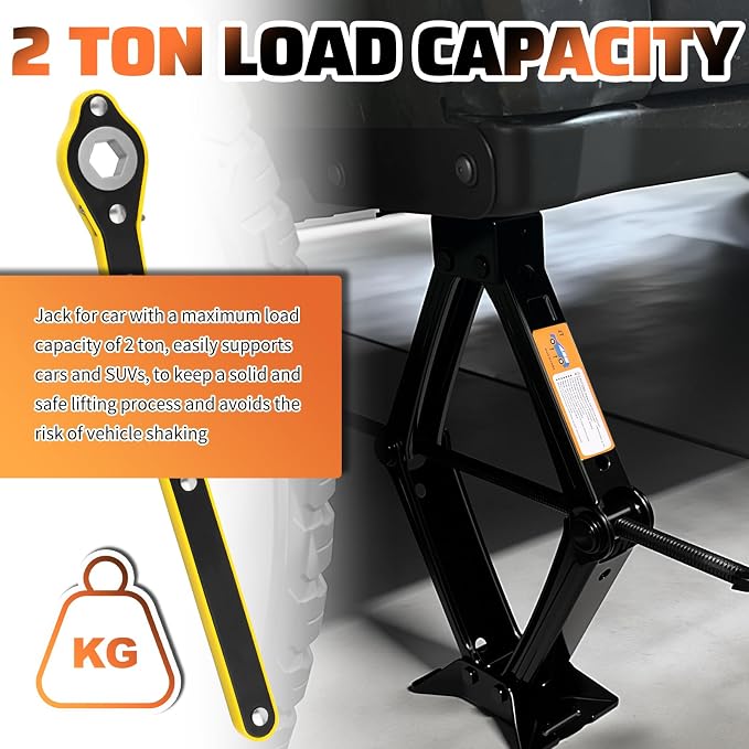 2 Ton Scissor Jack for Car Set Heavy Duty,Portable Car Jack Kit Includes Scissor Jacks Handle/Lug Wrench/Lug Nut Socket,Professional Cars Emergency Kits Tire Jacks Kit for Cars