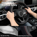 16 inch Steering Wheel Cover, Black Microfiber Leather Viscose, Breathable, Compatible for F150 F250 F350 Ram 4Runner Tacoma Tundra Range Rover