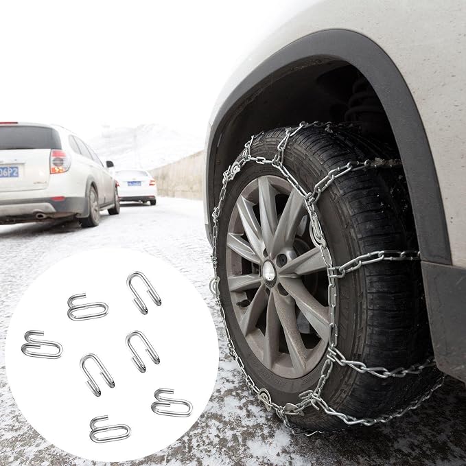 10 Pack Tire Chains Hooks Snow Heavy Duty 1/4" Cross Chains Hook Stainless Steel Chain Repair Hook for Light Trucks and Suv