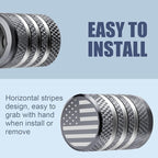 Tire Valve Stem Cap Cover - (12 Pack) Tire Air Cap Metal with Plastic Liner Corrosion Resistant Leak-Proof American Flag for Car Truck Motorcycle Bike Grey