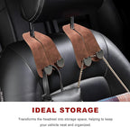 2 PCS Car Seat Headrest Hook, Suede Heart Shape Auto Double Seat Back Purse Storage Hook, Cute Backseat Organizer Universal Bag Holder Most Vehicles, Car Accessories (Brown)