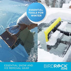 55" Extendable Snow Brush & Ice Scraper for Car Windshield - Long Aluminum Grip for Truck, SUV - 14" Foam Head - Safe on Auto & Windows - Wide Frost Remover - Yellow