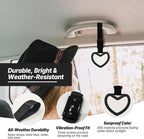 2 Pcs Heart Shaped Car Handle Strap – Drift Charm Rear Bumper Warning Ring Decor for Car Interior Exterior, Subway Bus Handle Accessory, Cute Heart Car Decor Gift for Women & Men (Black)