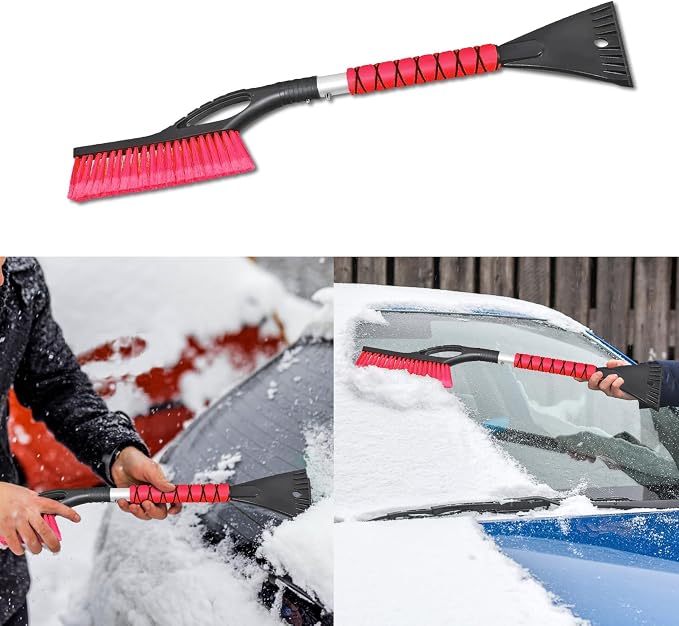 Snow Brush and Ice Scrapers for Car Windshield, Car Scraper Snow Clearing Brush, 2-in-1 Detachable Snow Removal Tool with Ergonomic Foam Grip Winter Accessories for Cars, Trucks, SUVs