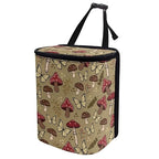 Mushroom Butterfly Print Car Trash Can with Lid, Leak Proof Auto Trash Bag Hanging Vehicle Garbage Can Multipurpose Storage Container for Back Seat Road Trip