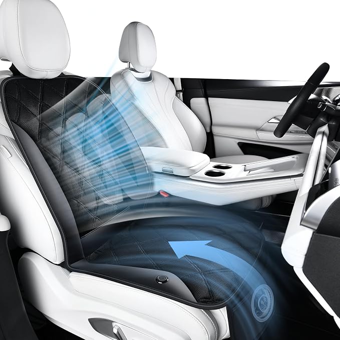 Cooling Car Seat Cover Ventilated Car Seat Cushion with 3-Speed Adjustable Cooling Car Seat Pad Universal Fit Car SUV Truck Van for Summer Driving, Black