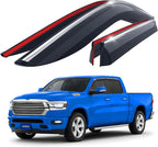 Goodyear Chrome Trim Window Deflectors for Dodge Ram 1500 2019-2026 Crew Cab, Shatterproof Tape-on Rain Guards, Window Visors, Vent Deflector Visor,Car Accessories, 4 pcs - GY008852
