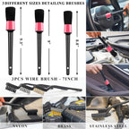 20Pcs Car Cleaning Wash Kit Interior Detailing Cleaner Kit with High Power Handheld Vacuum, Brush Set, Windshield Tool, Duster, Towels, Complete Car Care Tools, Pink