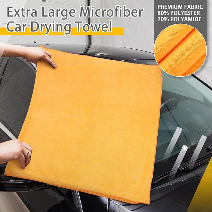 2 Pcs Giant Car Drying Towel 55'' x 28'' Microfiber Towels Great Thick Soft Plush Towel Streak Free Lint Free Reusable Cars Accessories Highly Absorbent Quick Effortless Dry for Car Truck Suv