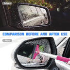 Car Rearview Mirror Wiper, American Flag Telescopic Auto Mirror Squeegee Cleaner, Glass Mist Cleaning Tool with Retractable 98cm Handle, Portable Car Windows Water Removal (Pink/Red Flag)