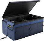 Car Trunk Organizer - 65L Collapsible Trunk Organizer with Lid, Sturdy Car Storage for SUV Auto Truck Van with Adjustable Straps and Non Slip Bottom (Blue)