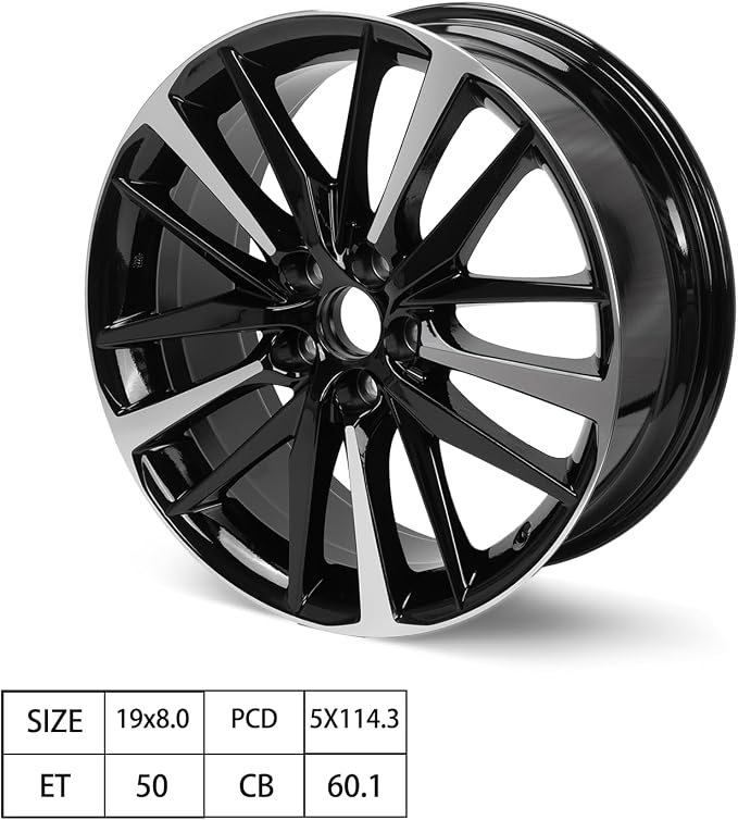 New 19x8" 19 Inch Aluminum Alloy Wheel Rim for Toyota Camry 2018-2022, OEM Design, Alloy Replacement Wheel, Super Duty Car Rims Replacement | Direct Fit - OE Stock Specs, Gloss Black