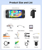 4G+64G Incell Screen Android 15 Car Radio for Jeep Wrangler 2007-2018 Commander Compass Patriot Dodge Avenger Caliber, 7'' Touchscreen Wireless CarPlay Android Auto Backup Cam,GPS BT FM RDS Stereo