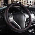 Leather Car Steering Wheel Cover, Non-Slip Car Wheel Cover Protector Breathable Microfiber Leather Universal Fit for Most Cars(Black)