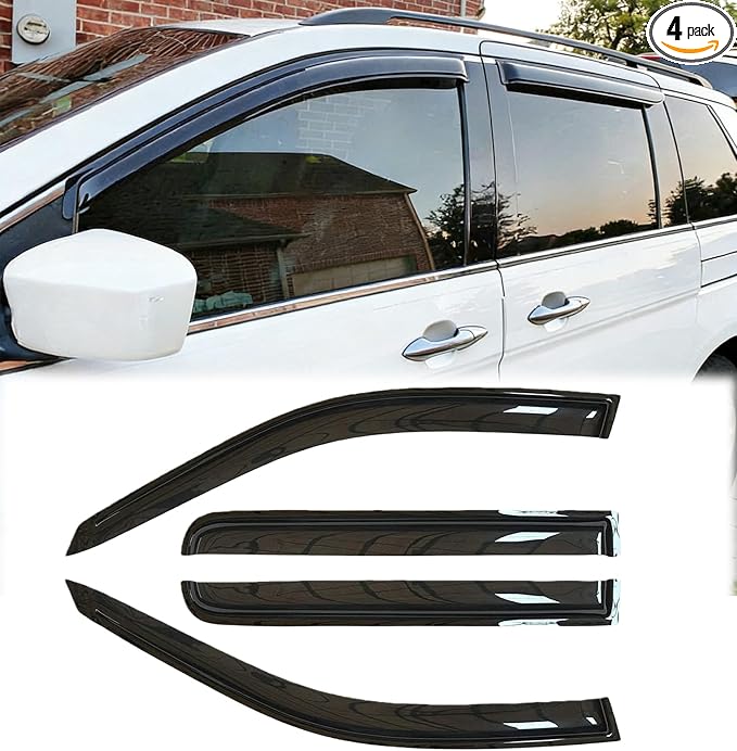 94839 4PCS Tape-On Side Window Wind Deflectors, Sunproof & Rainproof Rain Guards, Custom Fit Vent Deflectors Visors for 2012-2017 Toyota Prius V